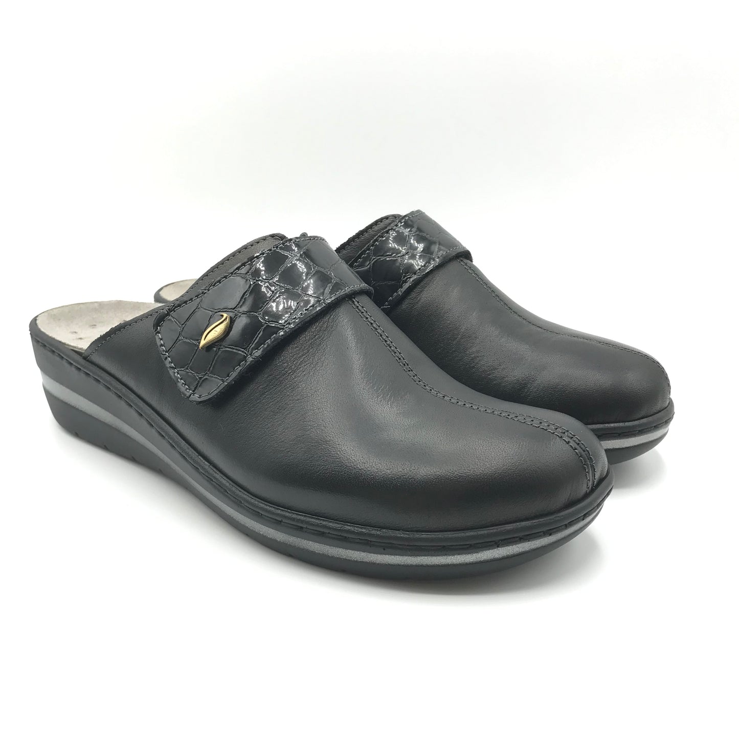 Florance | Ciabatte in vera pelle con plantare estraibile e chiusura a strappo | C32066