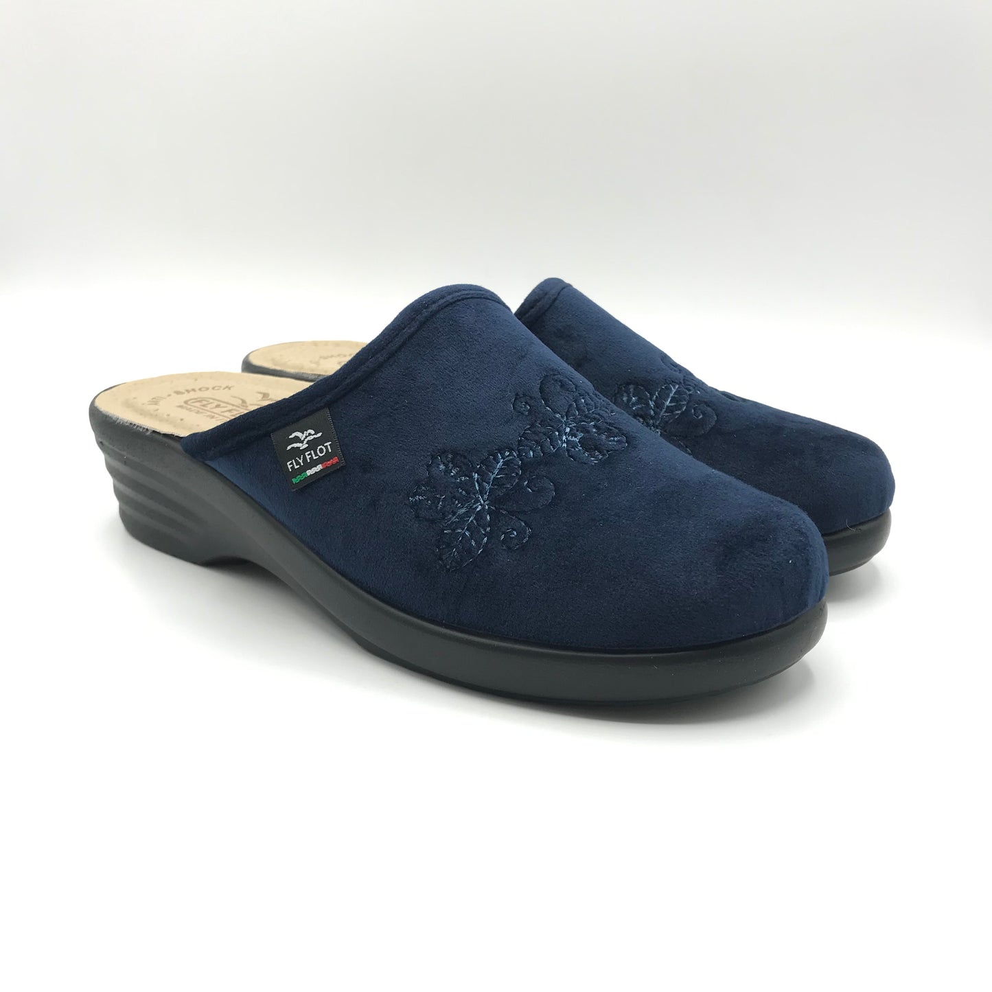 Fly Flot | Ciabatte anatomiche in velluto con zeppa alta | L8W44