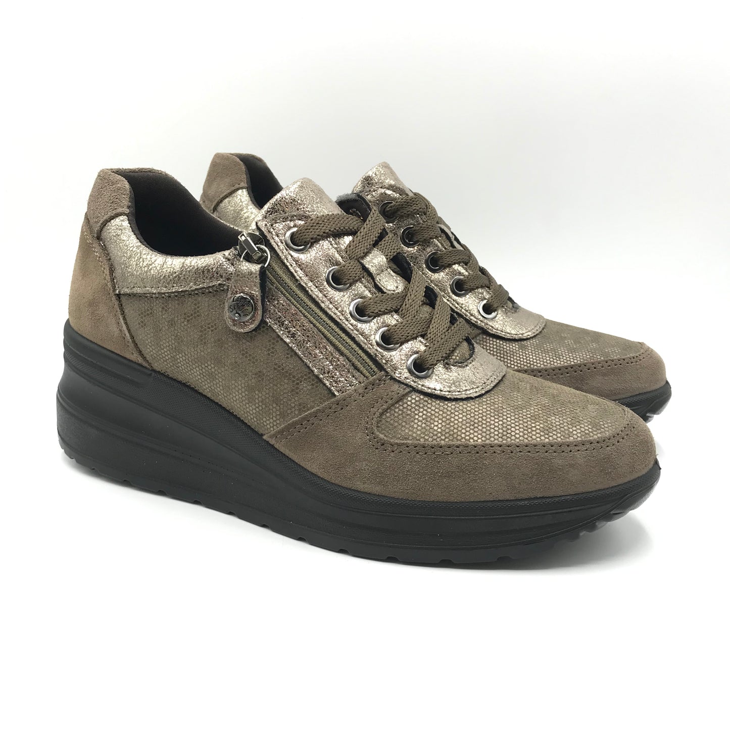 Imac | Sneakers in vera pelle con cerniera e zeppa alta | 457660