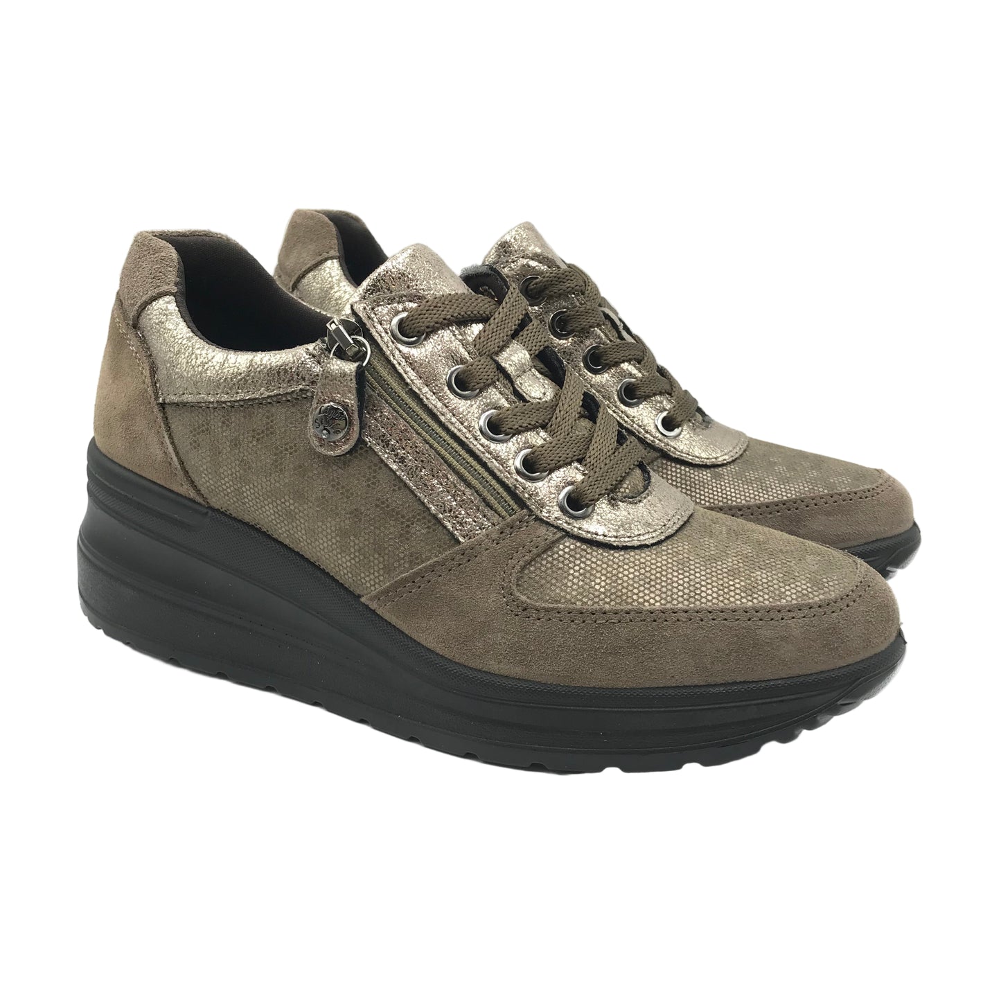 Imac | Sneakers in vera pelle con cerniera e zeppa alta | 457660