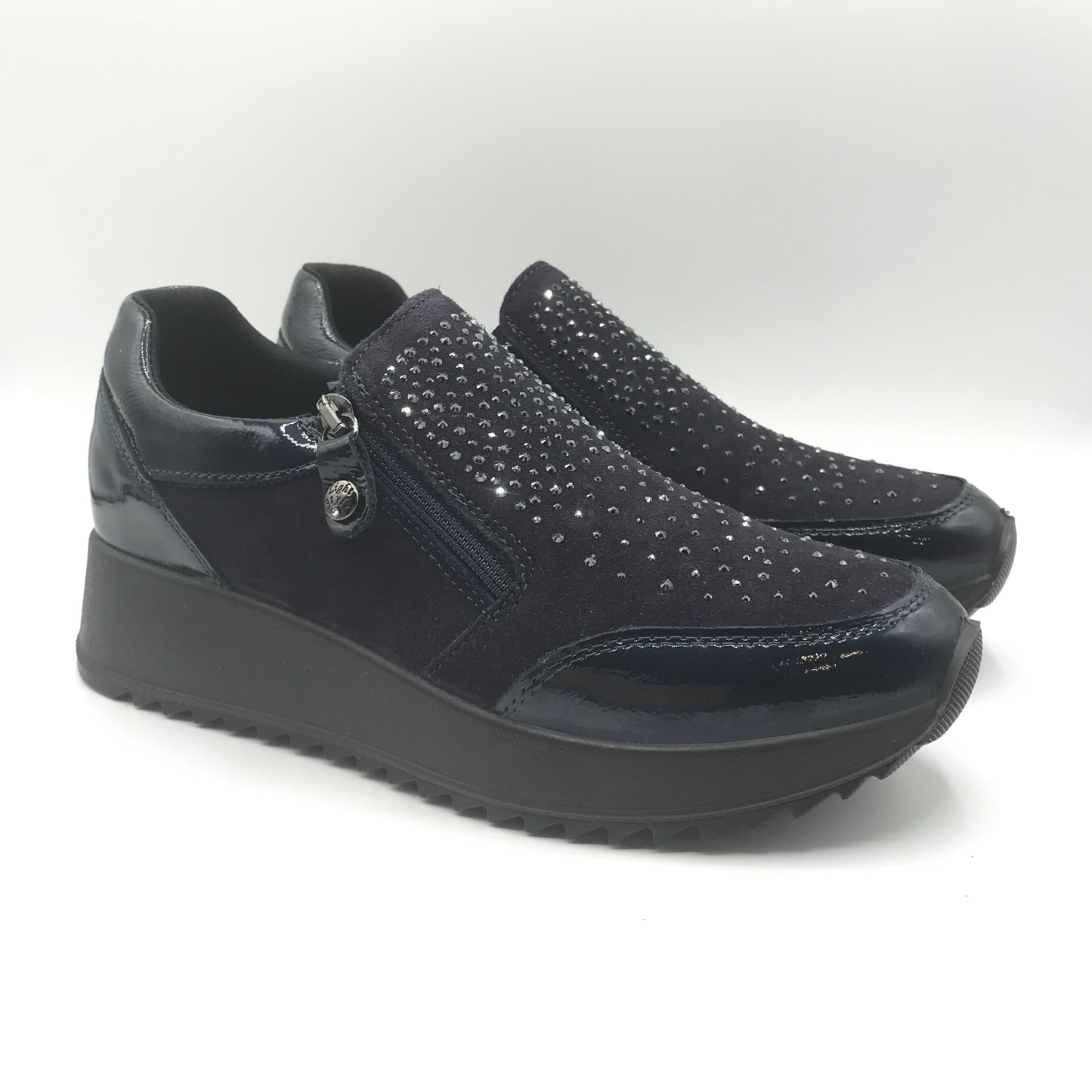 Imac | Sneakers in vera pelle con cerniera e brillantini | 457360