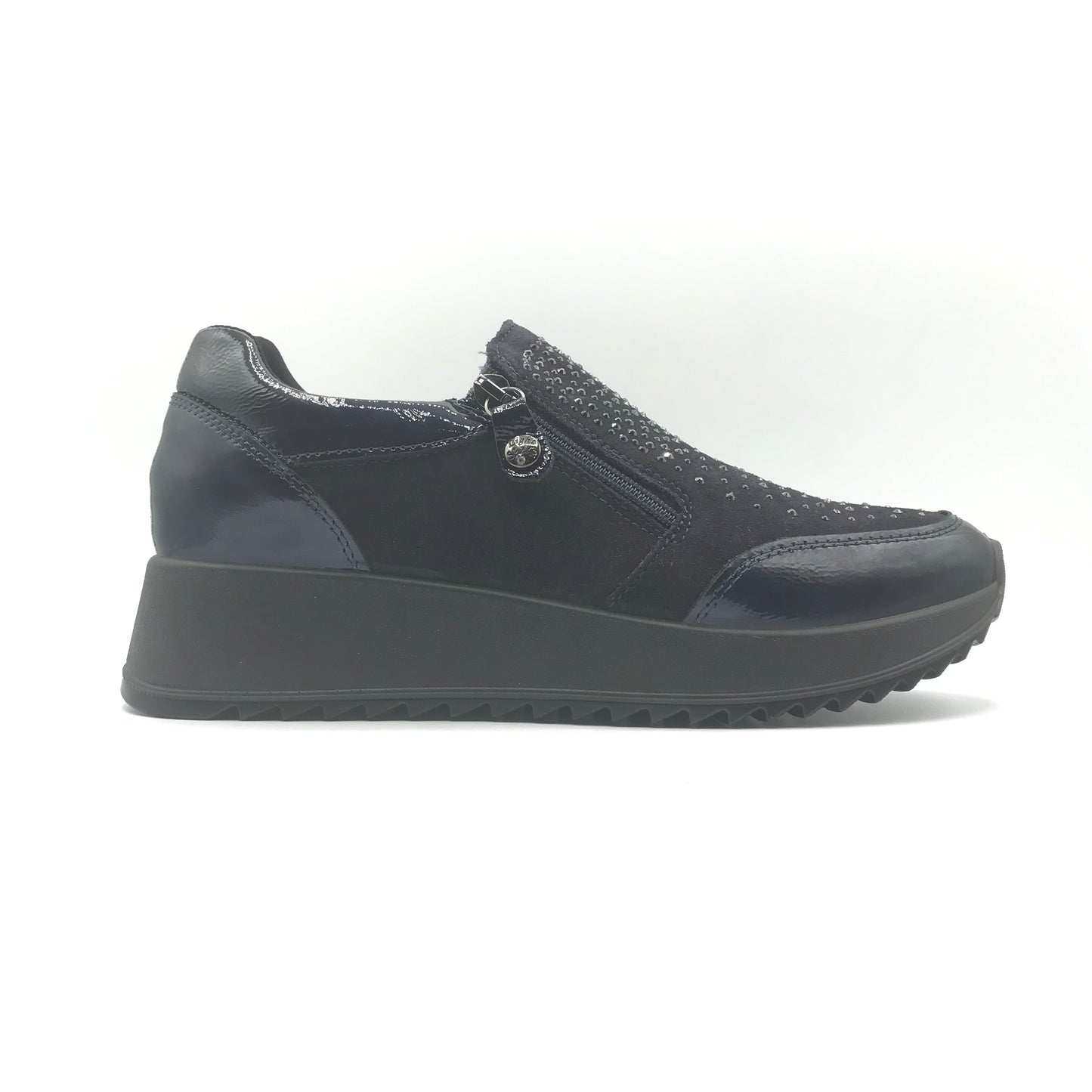 Imac | Sneakers in vera pelle con cerniera e brillantini | 457360
