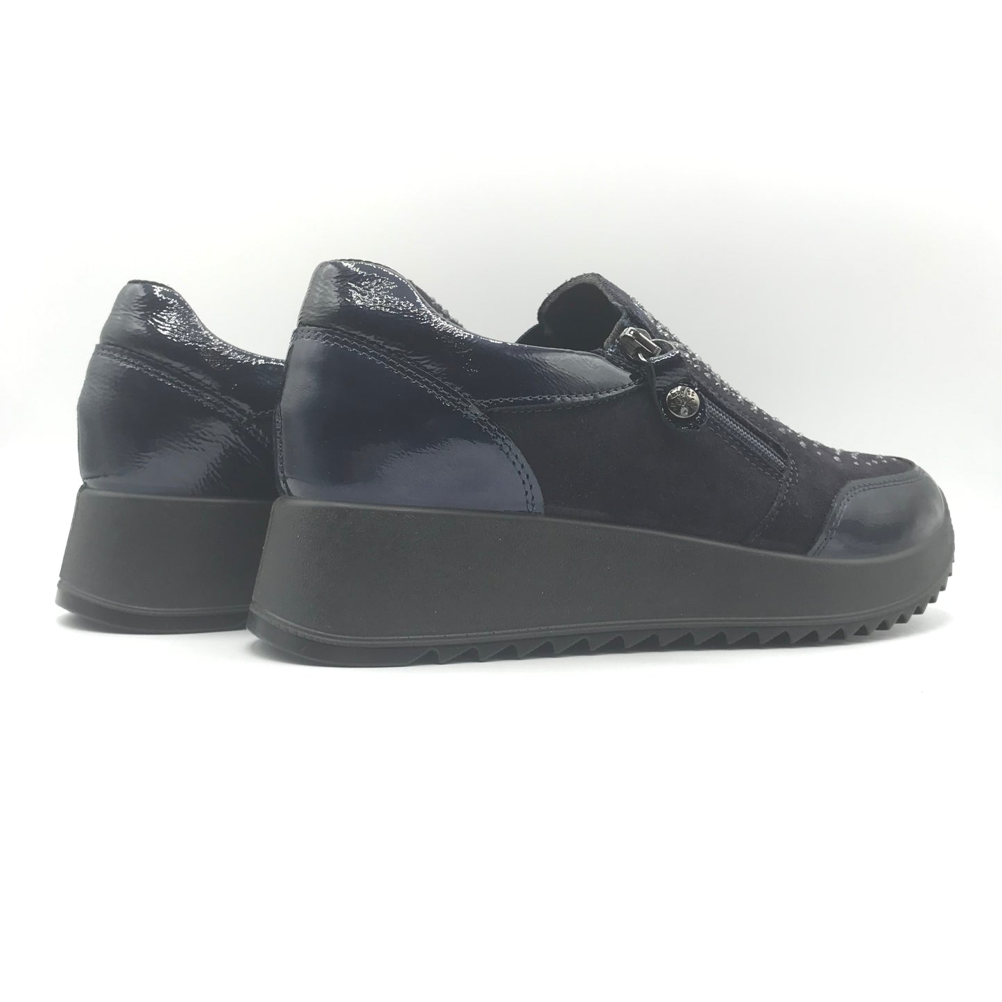 Imac | Sneakers in vera pelle con cerniera e brillantini | 457360