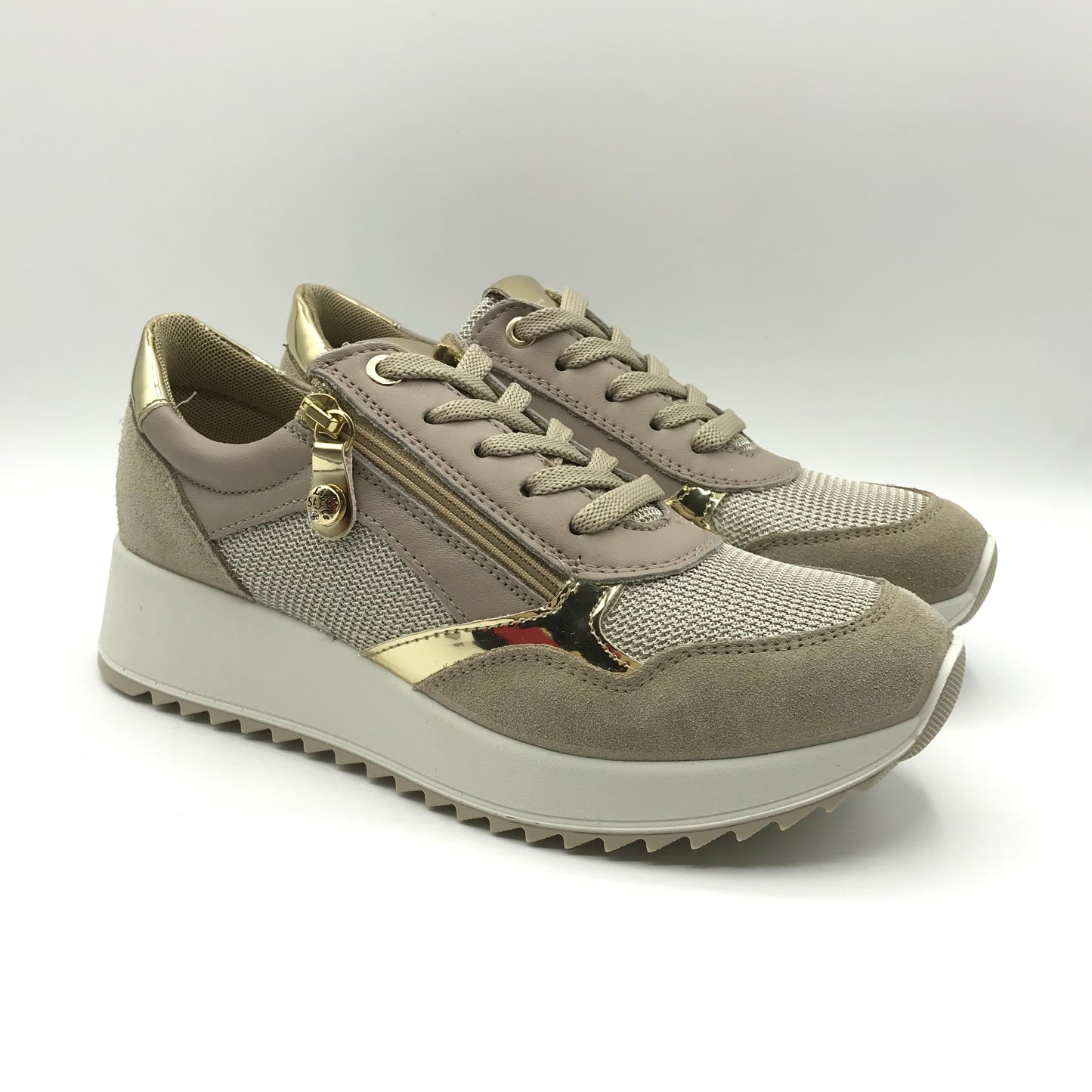 Imac | Sneakers in vera pelle con lacci e cerniera laterale | 756881