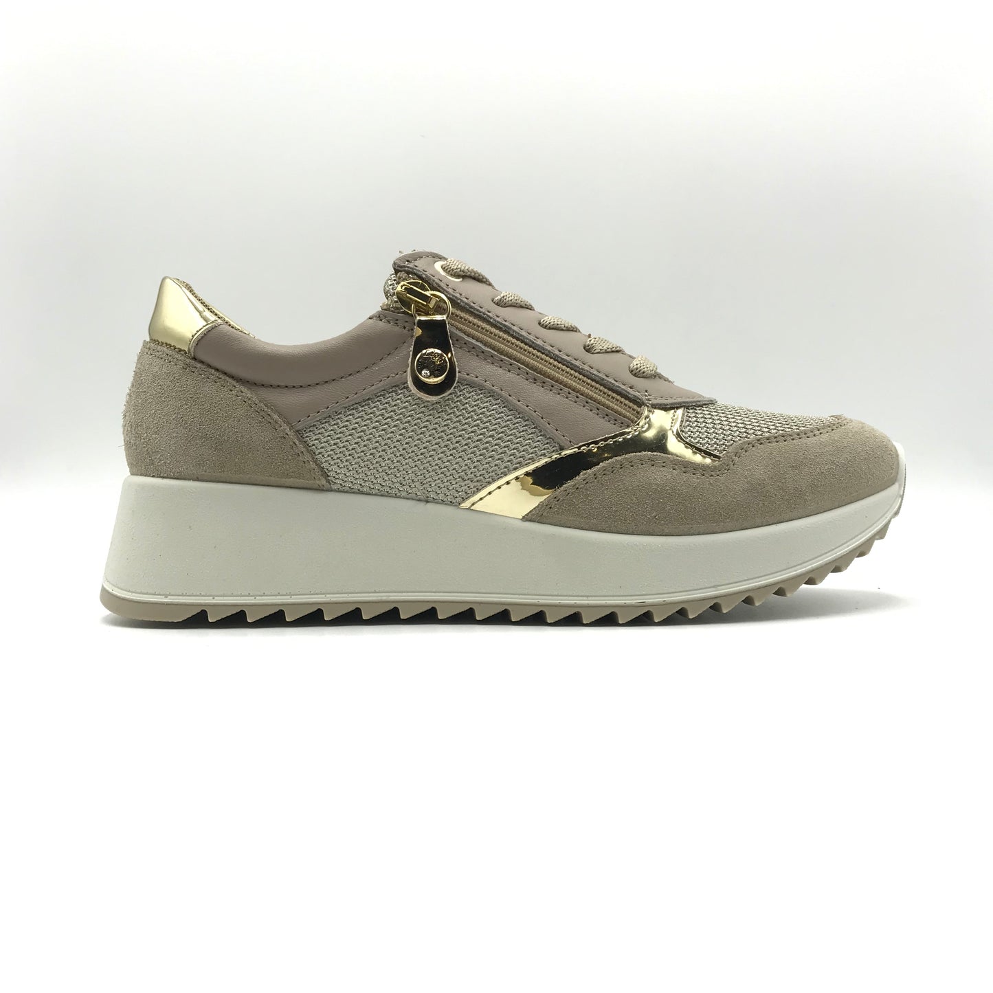 Imac | Sneakers in vera pelle con lacci e cerniera laterale | 756881