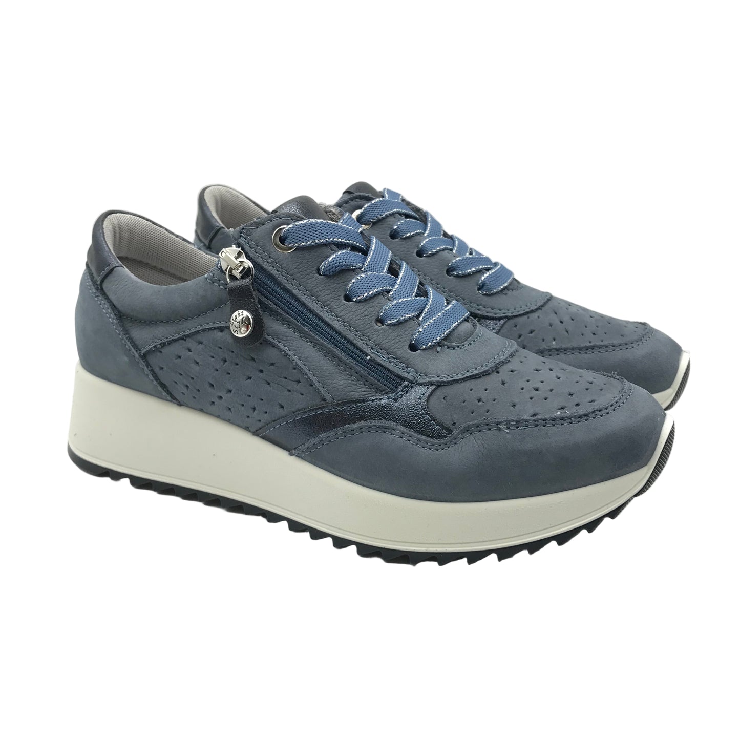 Imac | Sneakers in vera pelle con lacci e cerniera laterale | 756870