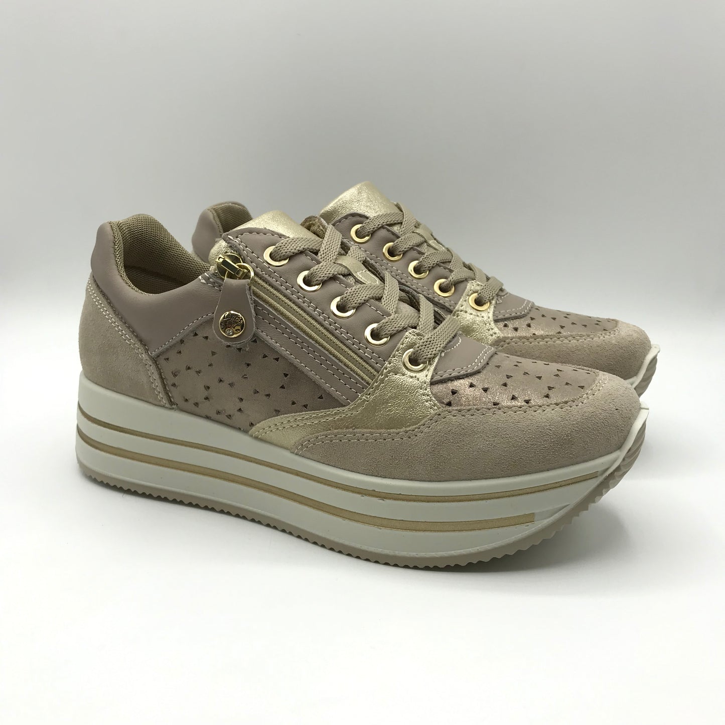 Imac | Sneakers in vera pelle con lacci e cerniera e platform | 756961
