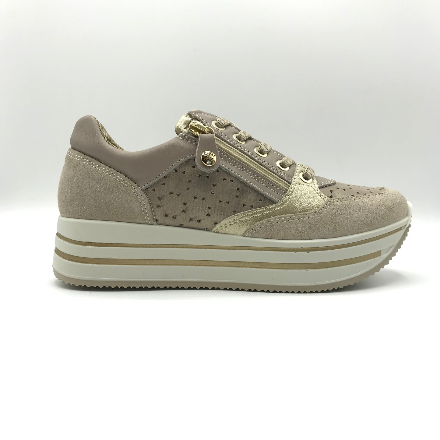 Imac | Sneakers in vera pelle con lacci e cerniera e platform | 756961
