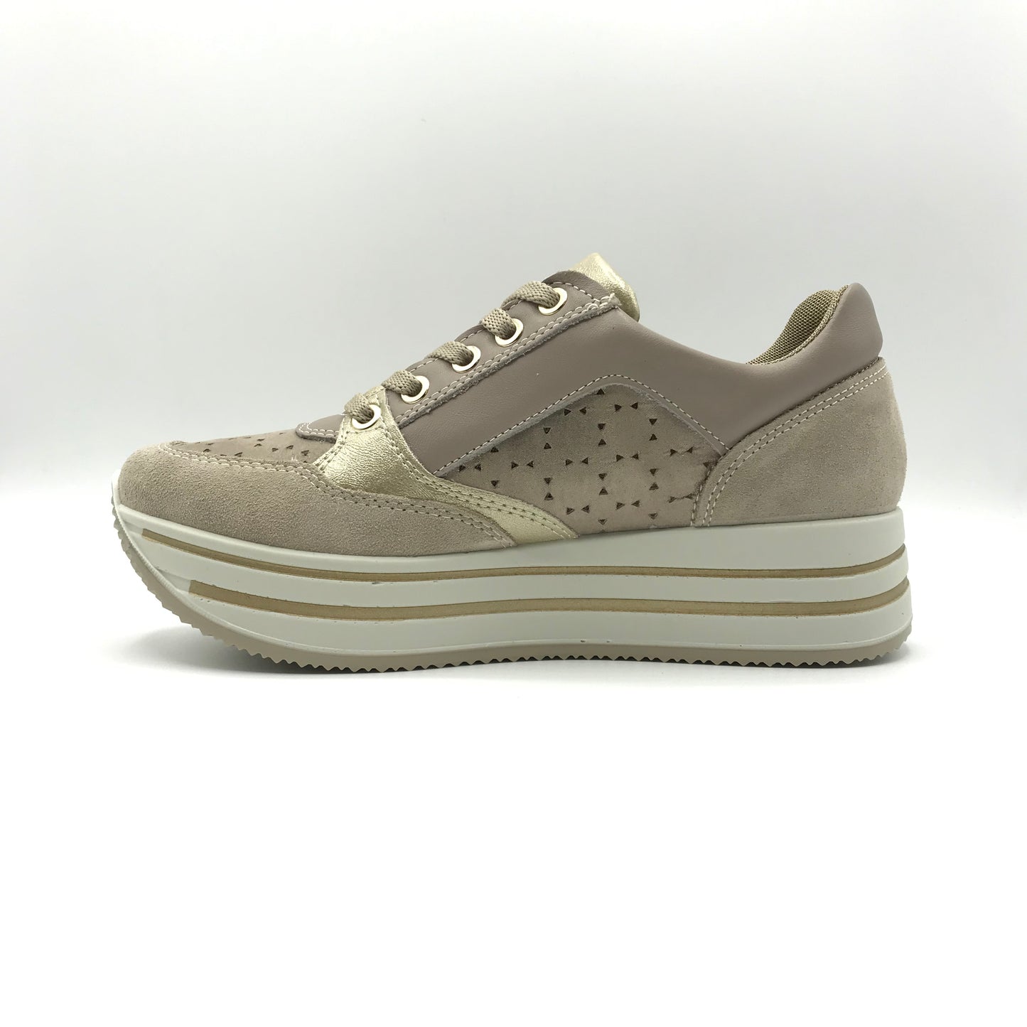 Imac | Sneakers in vera pelle con lacci e cerniera e platform | 756961