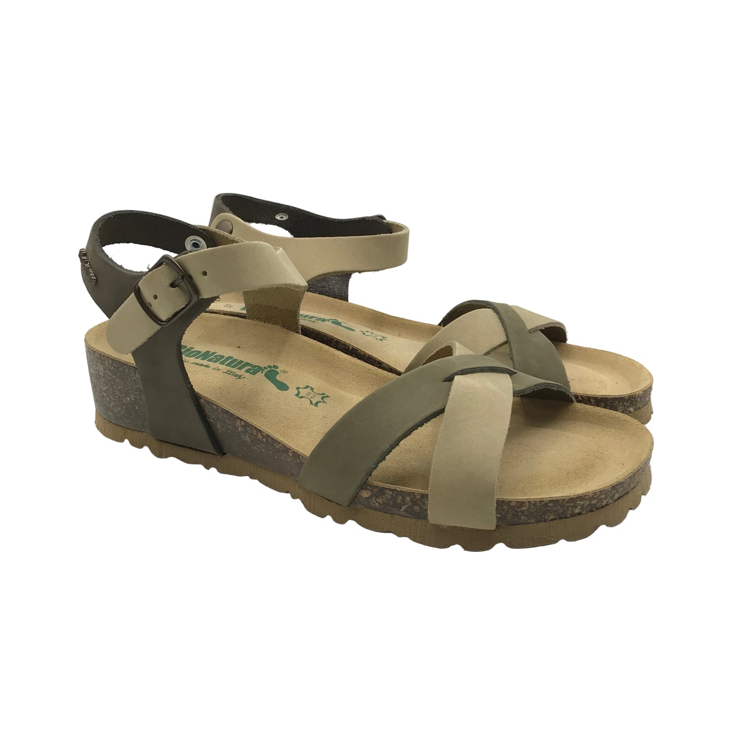 BioNatura | Sandali in vera pelle con motivo incrociato | 12FREGE