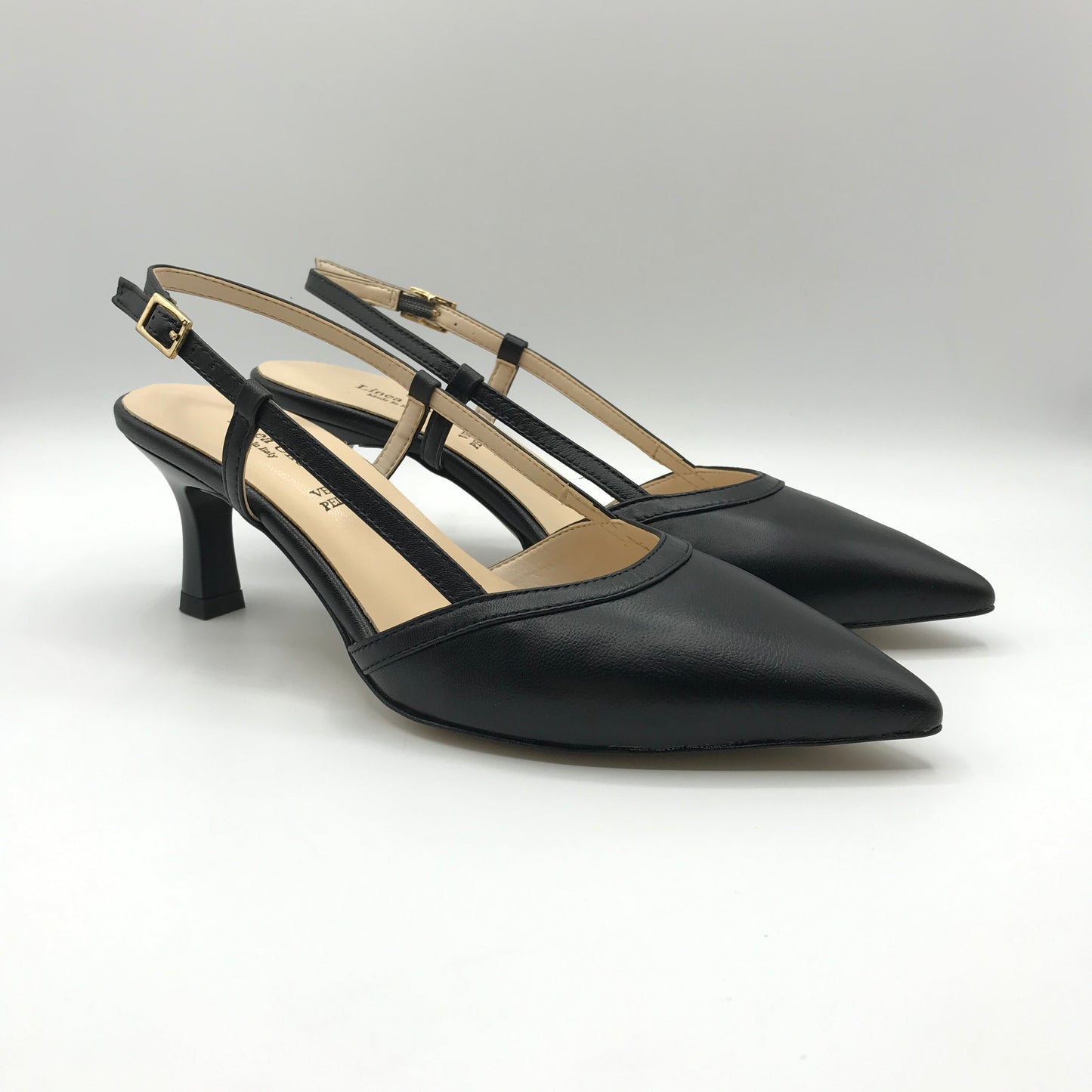 Linea Uno | Slingback in vera pelle con tacco a rocchetto | K571