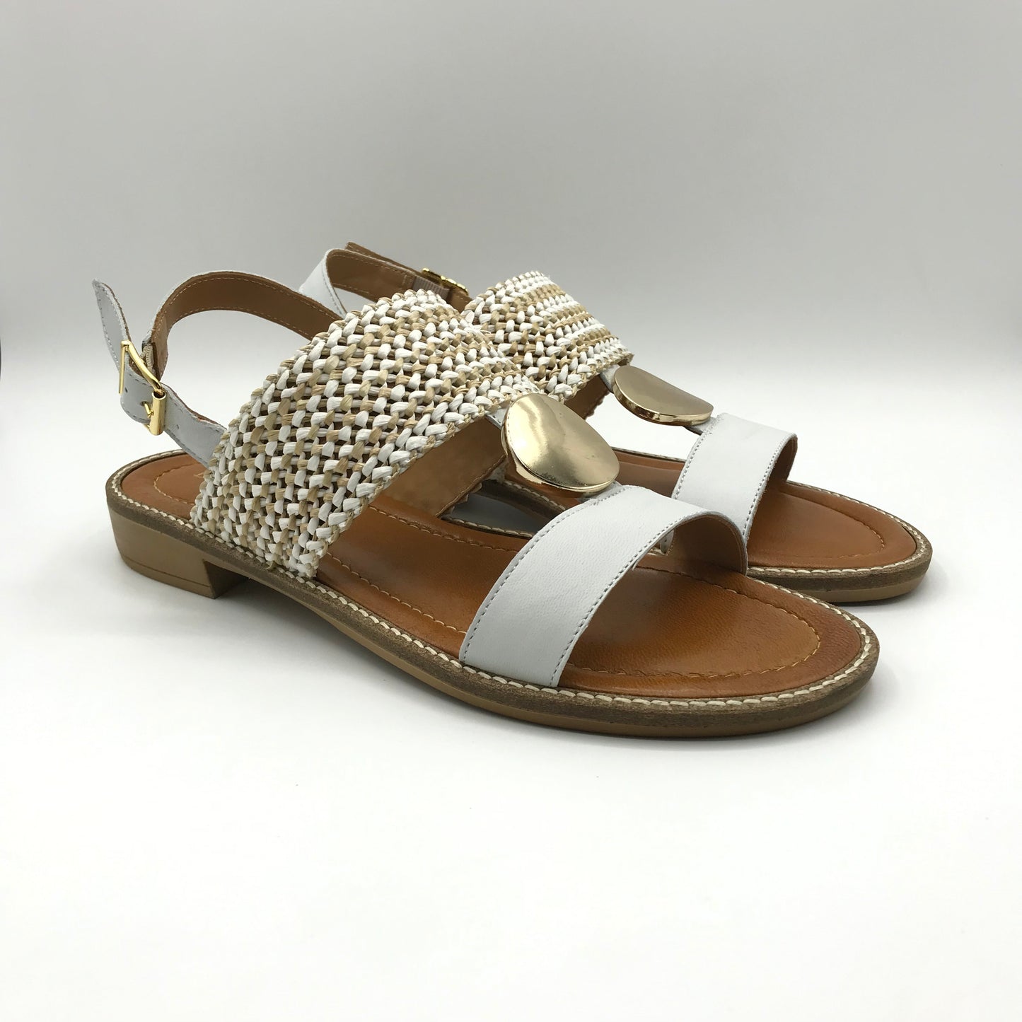 Donna Lucca | Sandali in vera pelle e rafia con medaglia | 1676