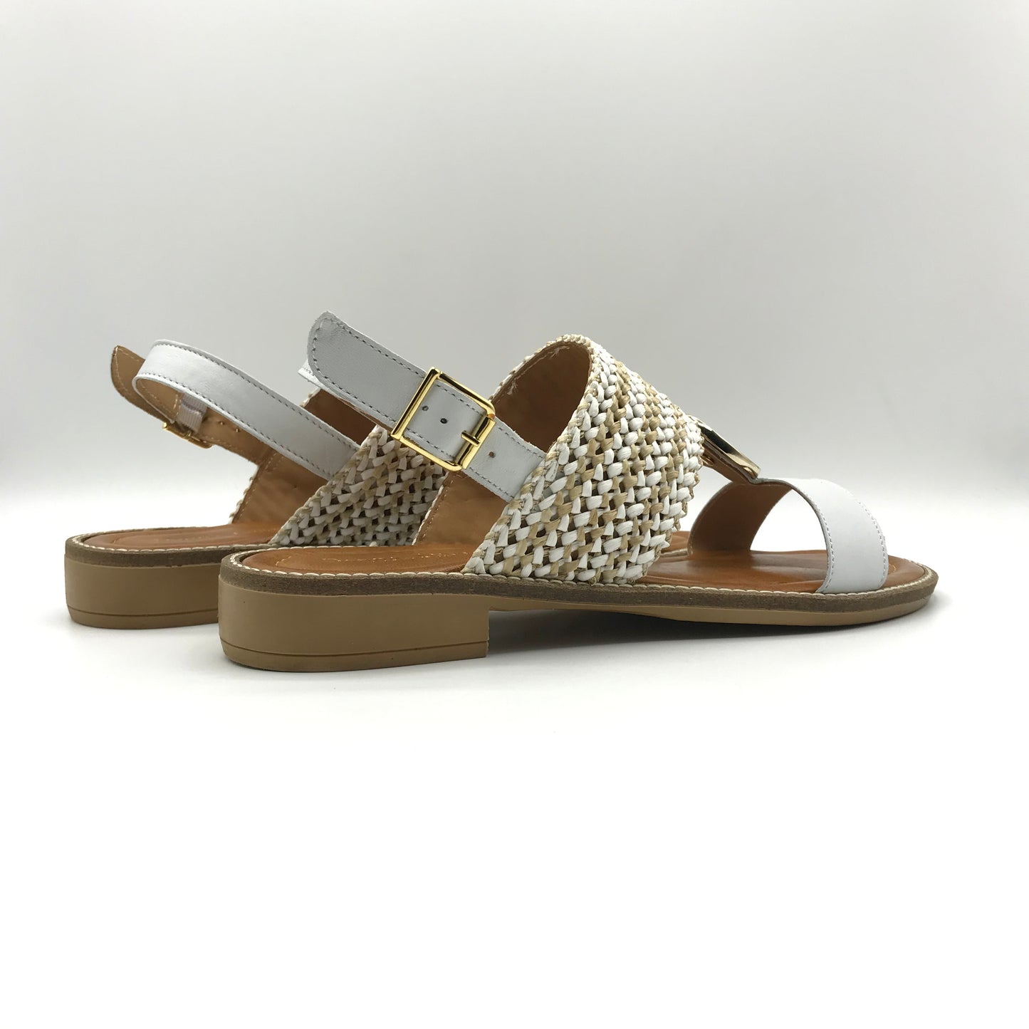 Donna Lucca | Sandali in vera pelle e rafia con medaglia | 1676