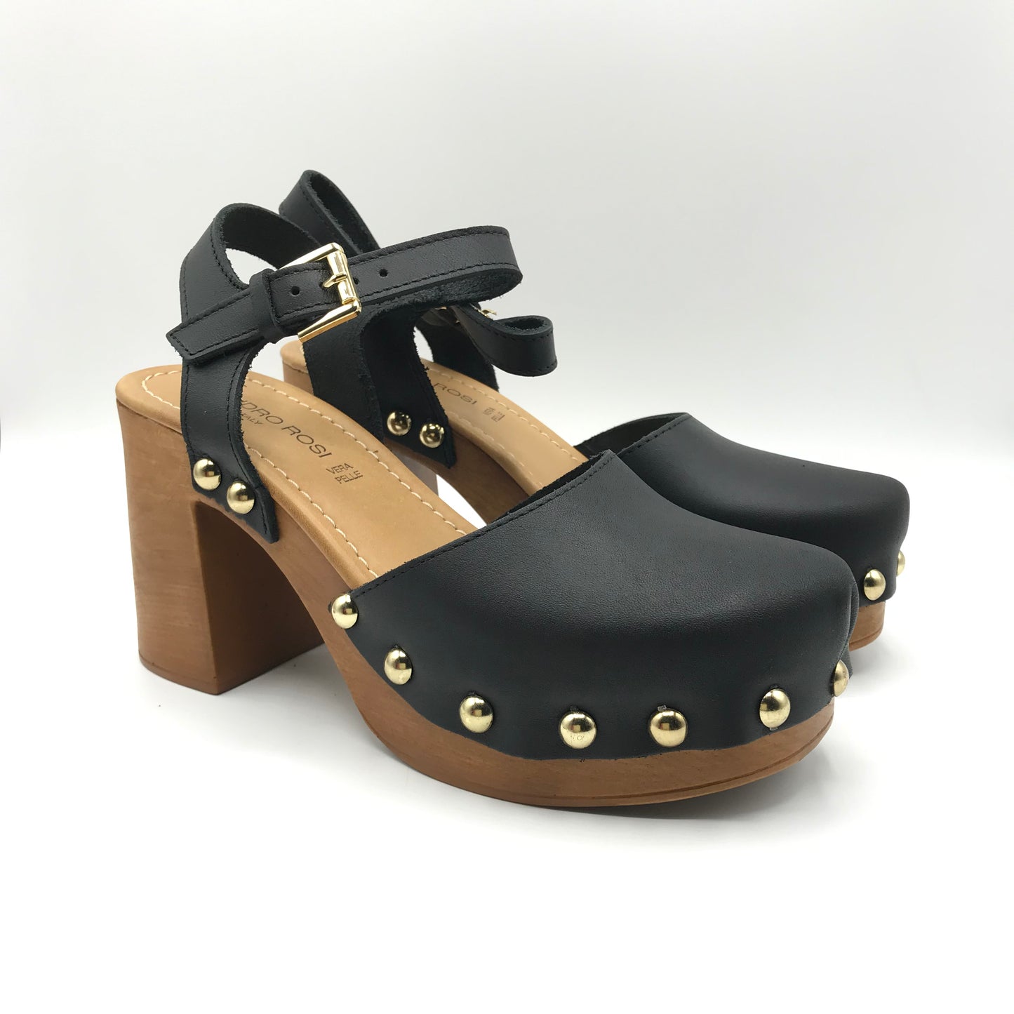 Sandro Rosi | Sandali zoccoli in vera pelle con tacco alto | 9015
