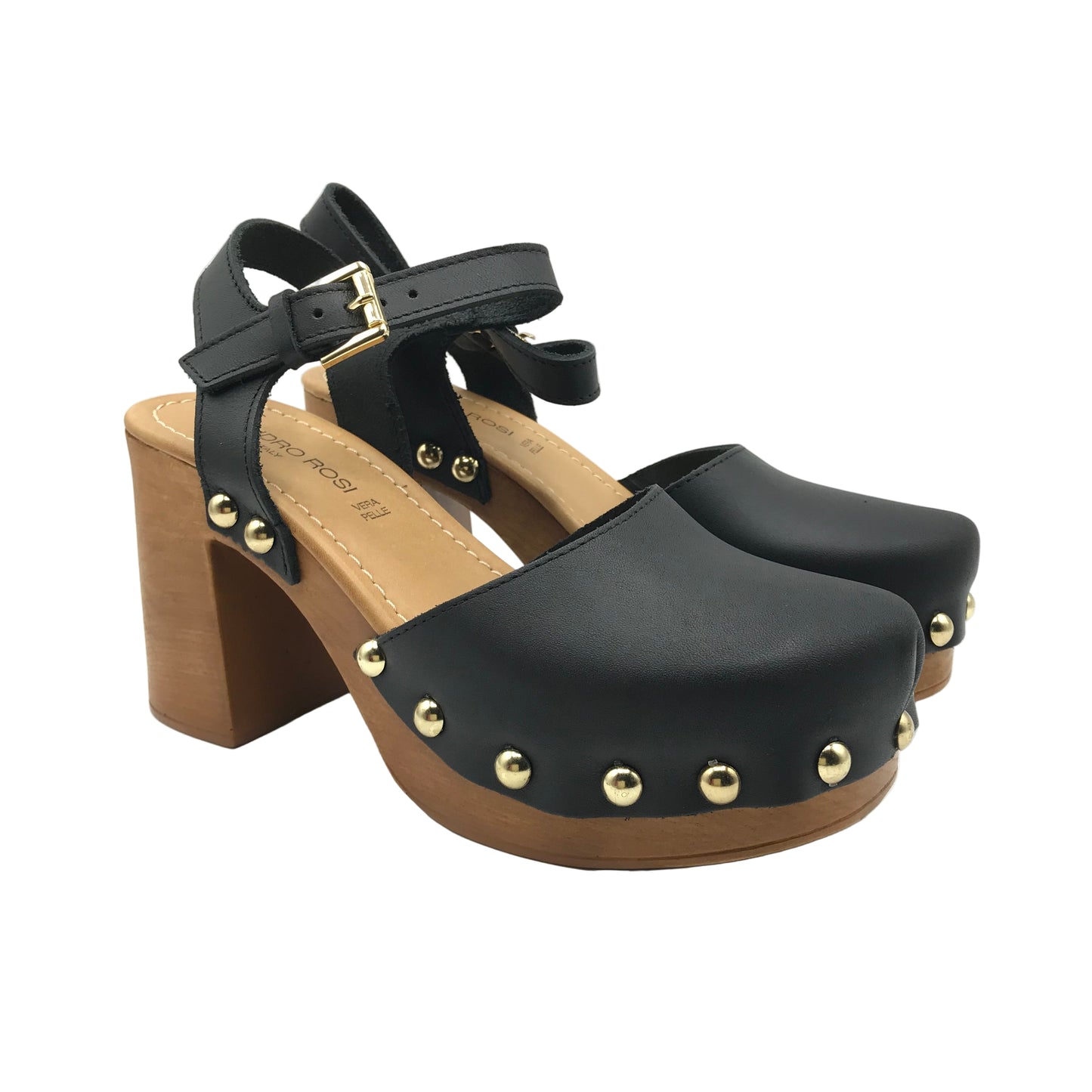 Sandro Rosi | Sandali zoccoli in vera pelle con tacco alto | 9015