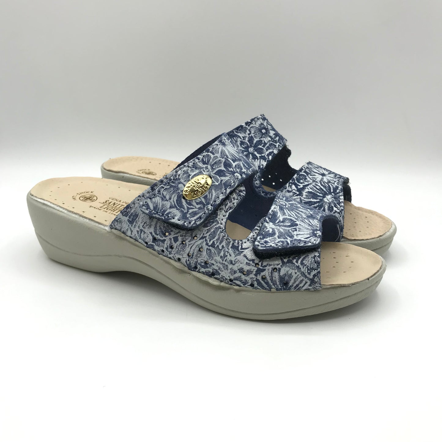 Sanital Light | Ciabatte in vera pelle con velcro regolabile | 1875