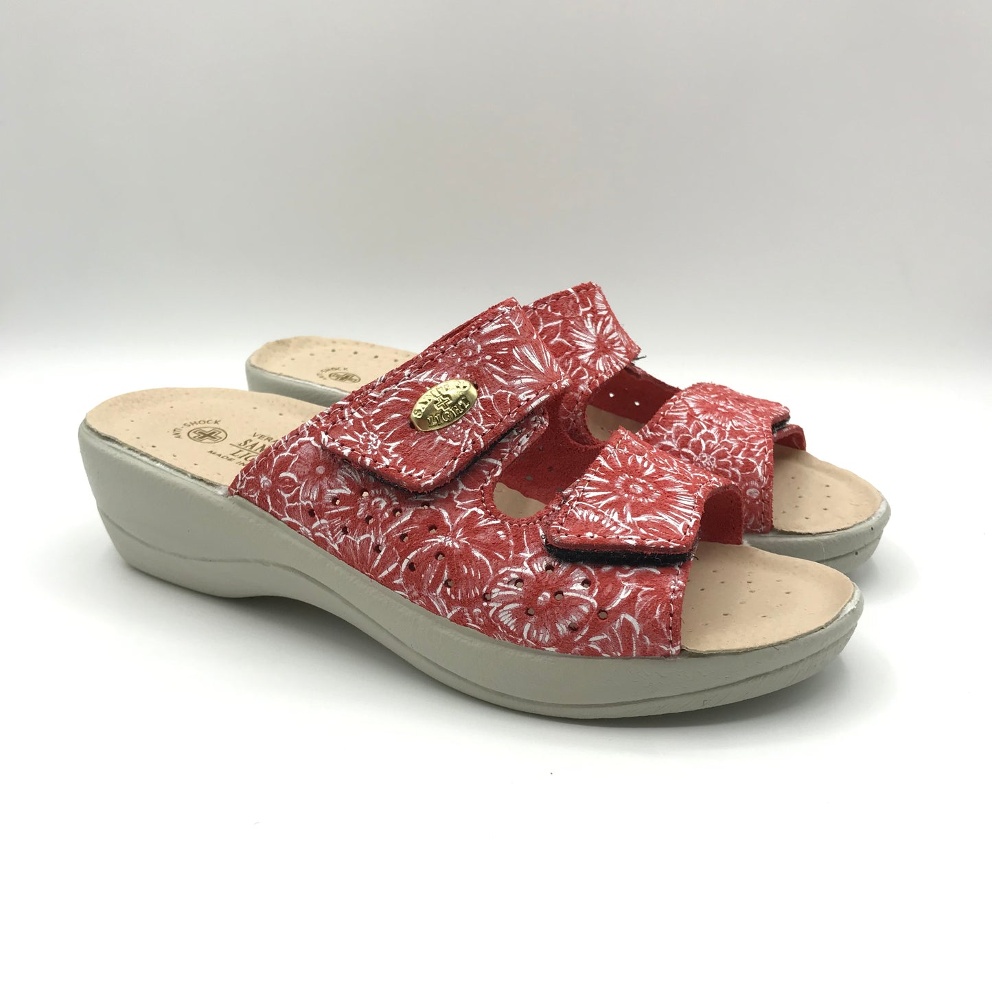 Sanital Light | Ciabatte in vera pelle con velcro regolabile | 1875