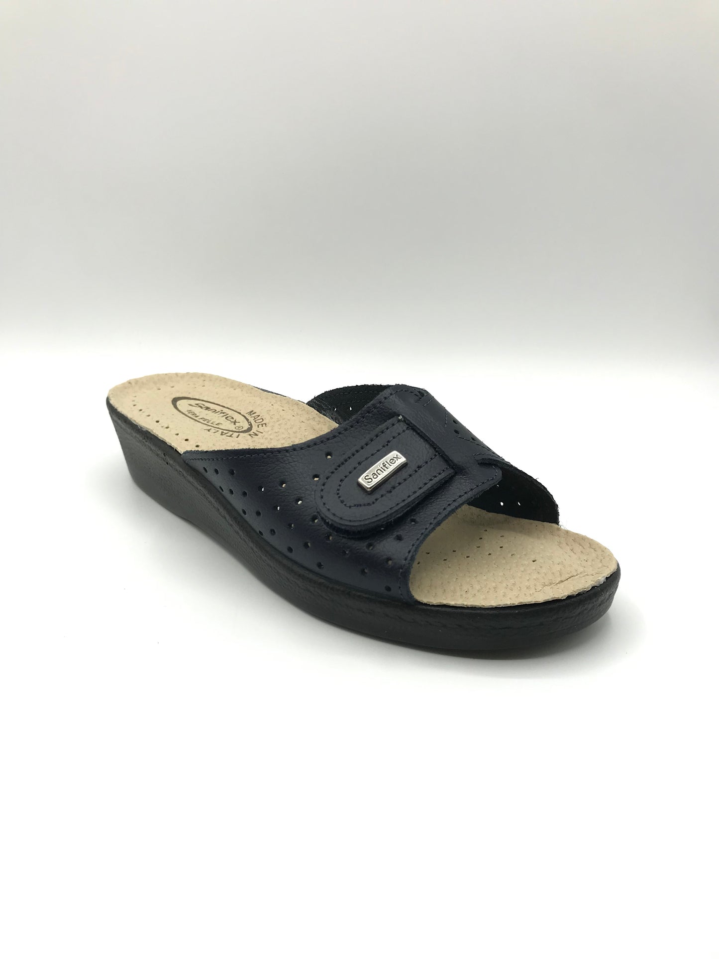 Ciabatta velcro donna Saniflex 60407/10 blu