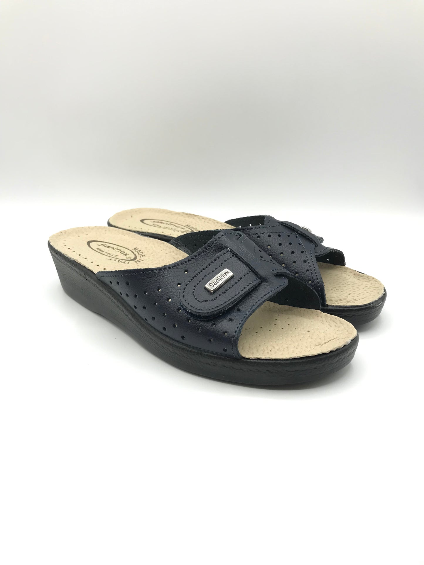 Ciabatta velcro donna Saniflex 60407/10 blu