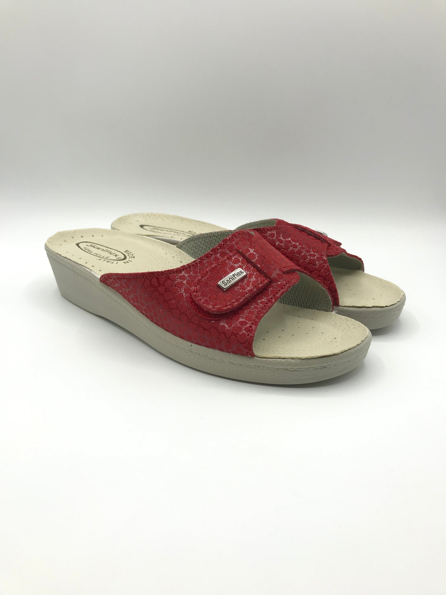 Ciabatta velcro donna Saniflex 60434/10 rosso