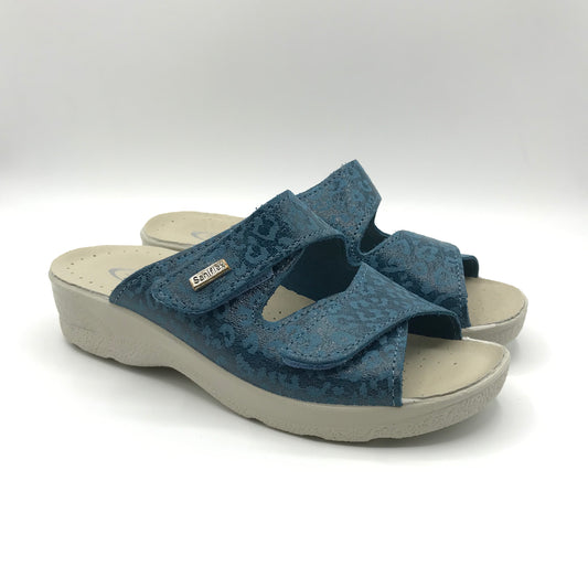 Saniflex | Ciabatte in vera pelle con velcri regolabili | 83262/10