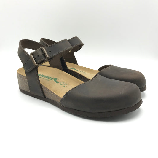 BioNatura | Sandali clogs in vera pelle con zeppa media | 12C2177