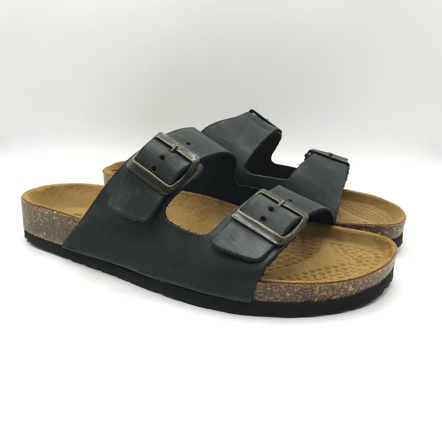 Bio Gold | Ciabatte in vera pelle con fibbie regolabili | 4000BK