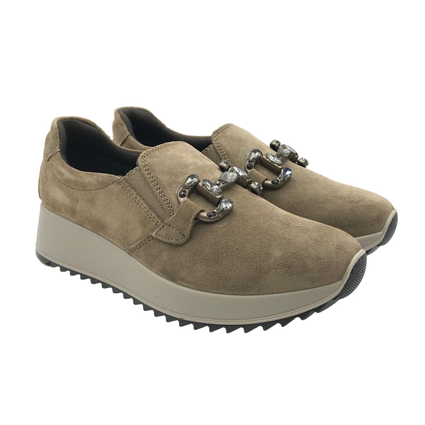 Imac | Slip on in vera pelle scamosciata con catena di strass | 858201