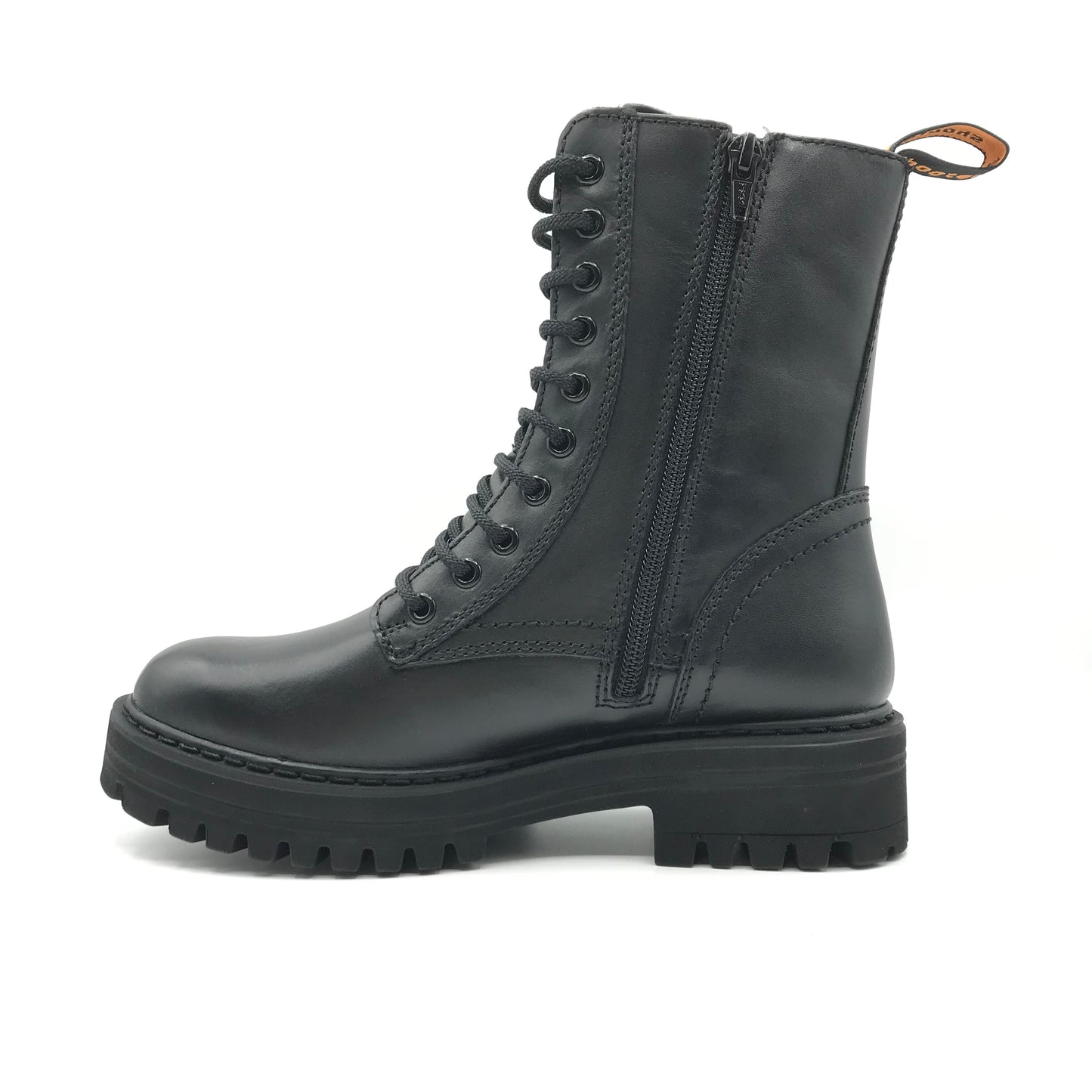 Shooters | Anfibi in vera pelle con zip laterale | S1115-01